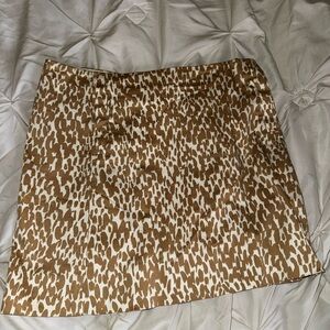 J Crew Stretch Stylish Brown Cream  Leopard Print Mini Skirt Sz 4